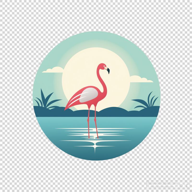 Unique Boho Logo Design Featuring a Flamingo in Nature