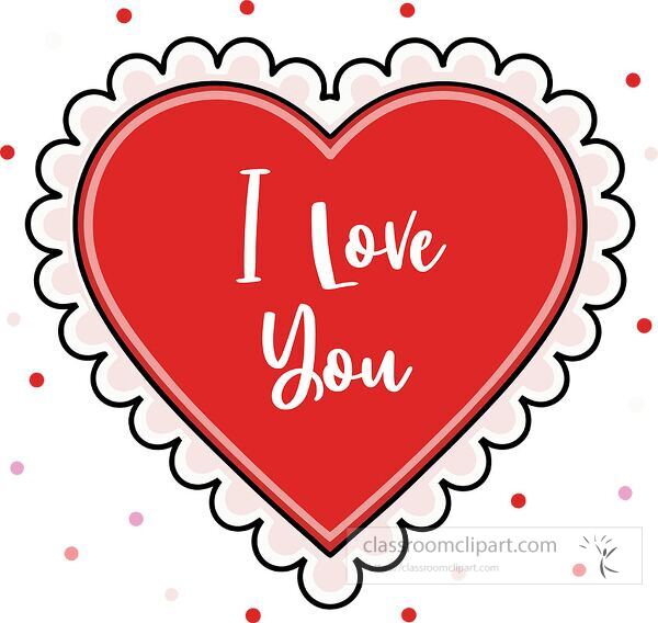 Red heart with I love you text and colorful dots for Valentines Day.