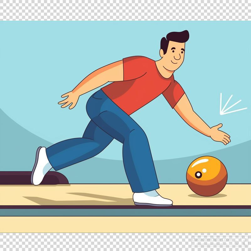 Vector Illustration of a Man Bowling in a Casual Setting