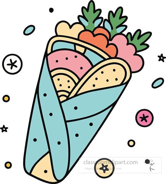 veggie wrap Whimsy Pastel Doodle clip art