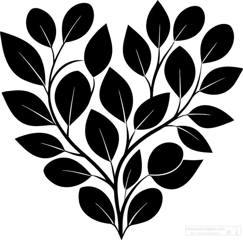 Vibrant Black Leaf Design Creating a Heart Shape