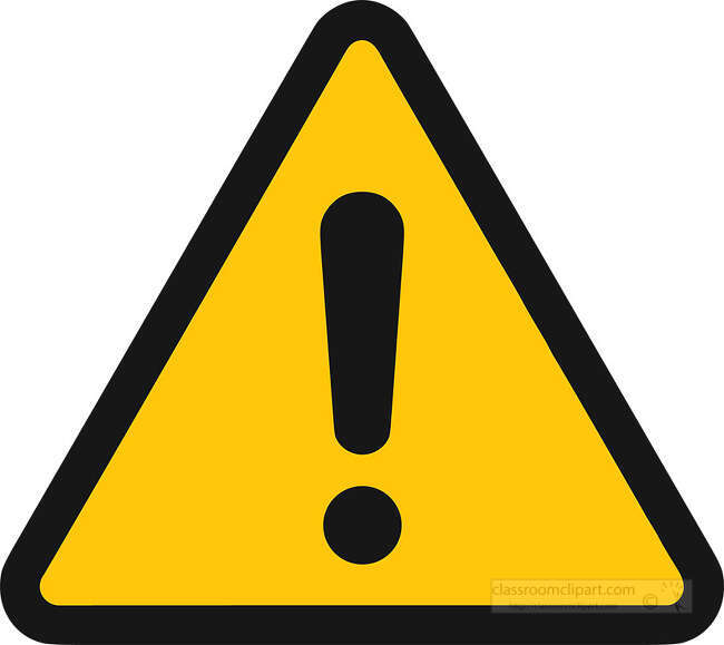Yellow warning triangle with black exclamation mark and thick black border