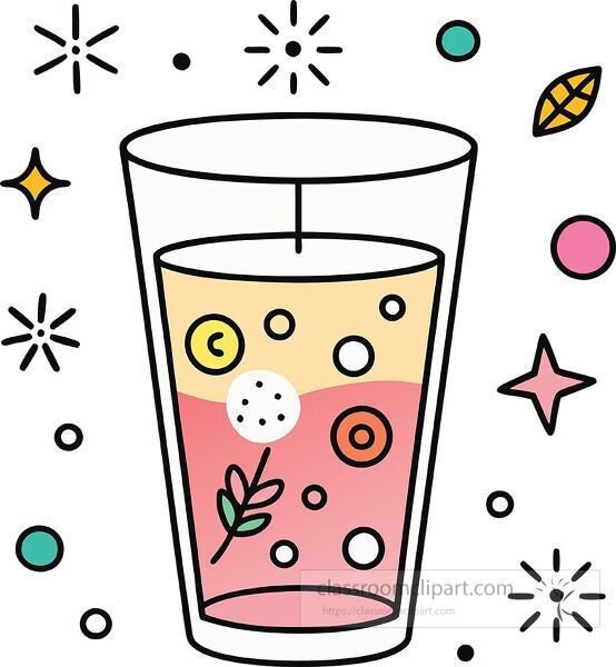 water glass Whimsy Pastel Doodle clip art