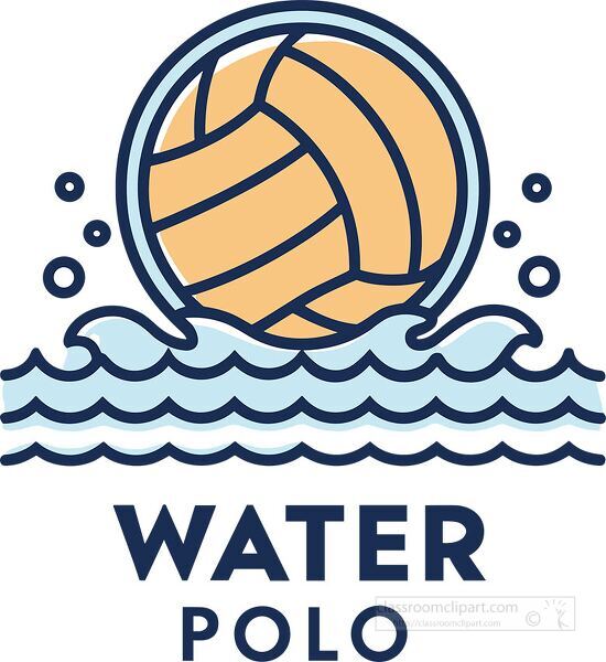 Clean and modern illustration of a water polo ball in waves perfect for sports logos and team branding