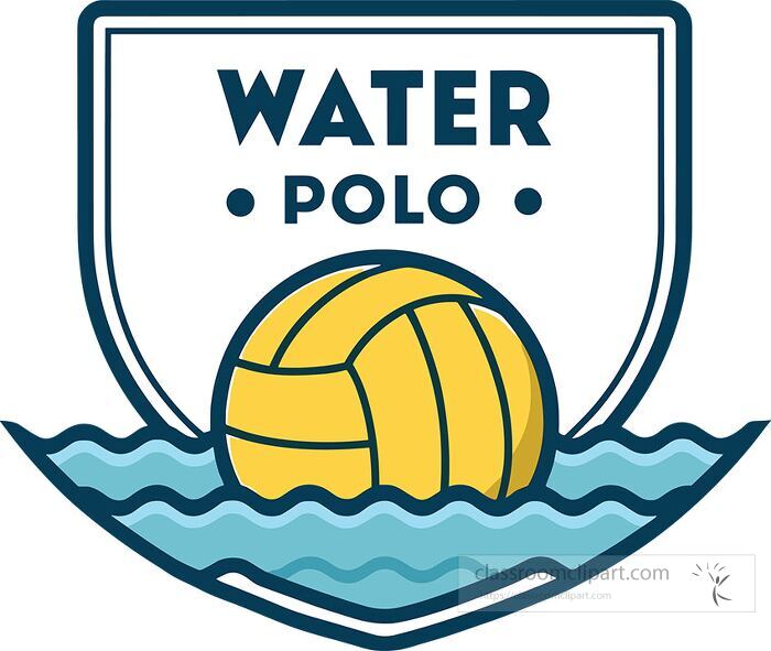 Flat vector illustration of a yellow water polo ball floating in blue waves perfect for sports logos and teams