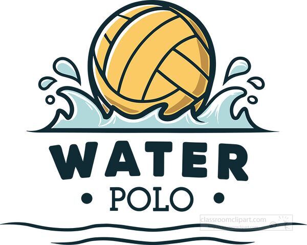 Sports logo featuring a water polo ball splashing in waves designed for team branding and athletic graphics