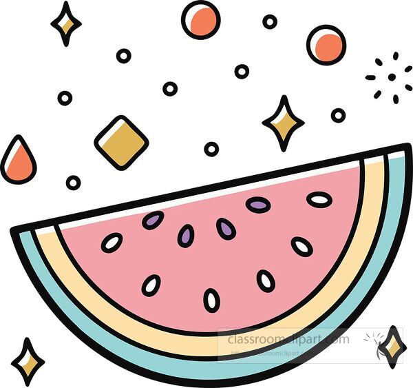 watermelon Whimsy Pastel Doodle clip art