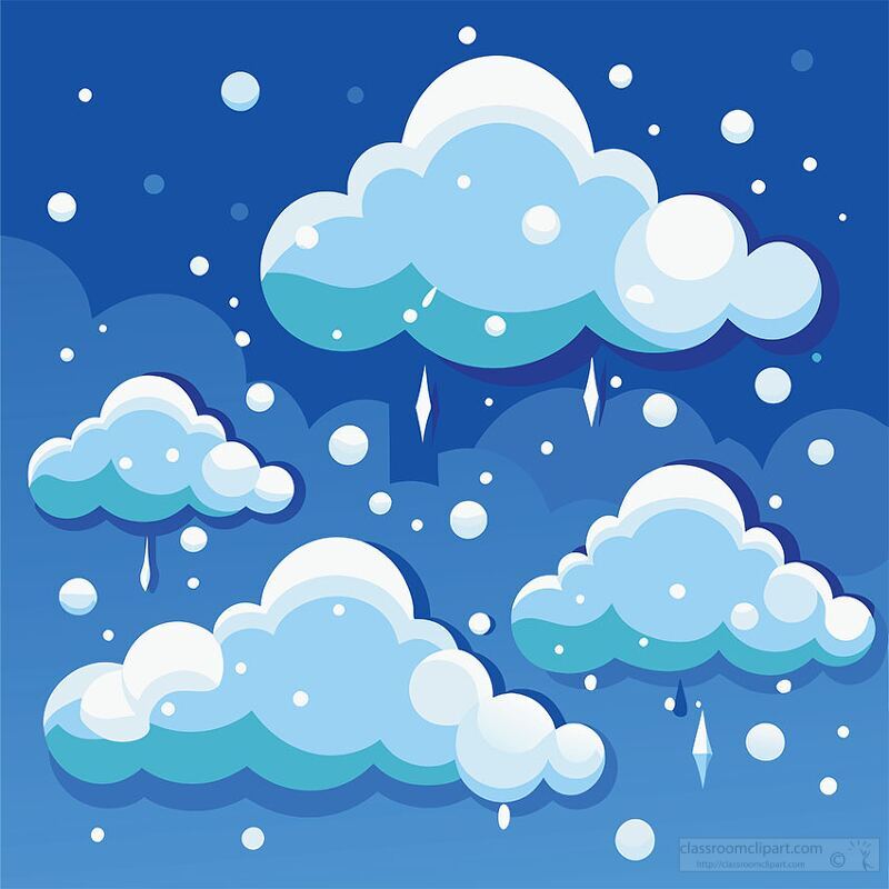 Whimsical Winter Clouds with Snowflakes