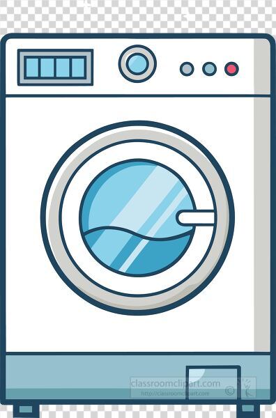 front loading washing machine with a circular window and clean simple detailing in flat style