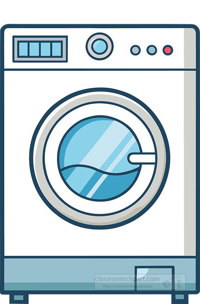 front loading washing machine with a circular window and clean simple detailing in flat style