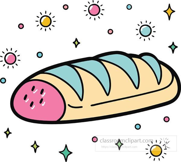 whole loaf of bread Whimsy Pastel Doodle clip art