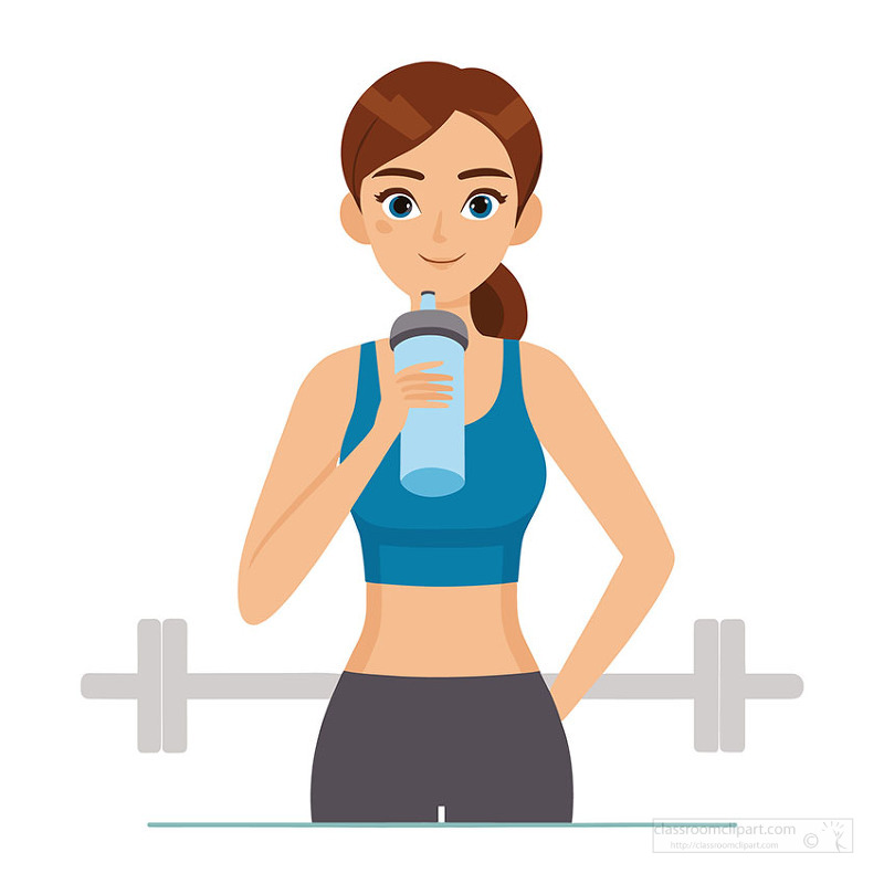 Fit woman drinking water at the gym
