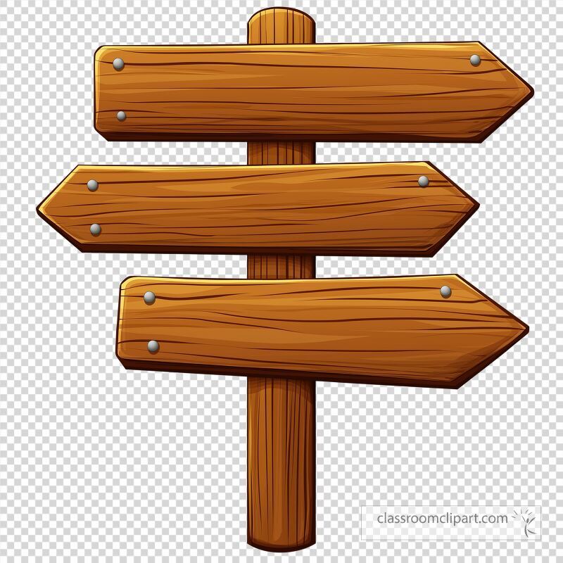 This wooden sign displays three blank arrows pointing in different directions perfect for indicating various locations or paths Ideal for parks or trails adding rustic charm