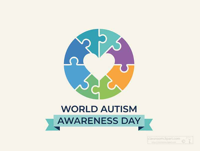 Puzzle circle graphic promoting autism awareness support and inclusion