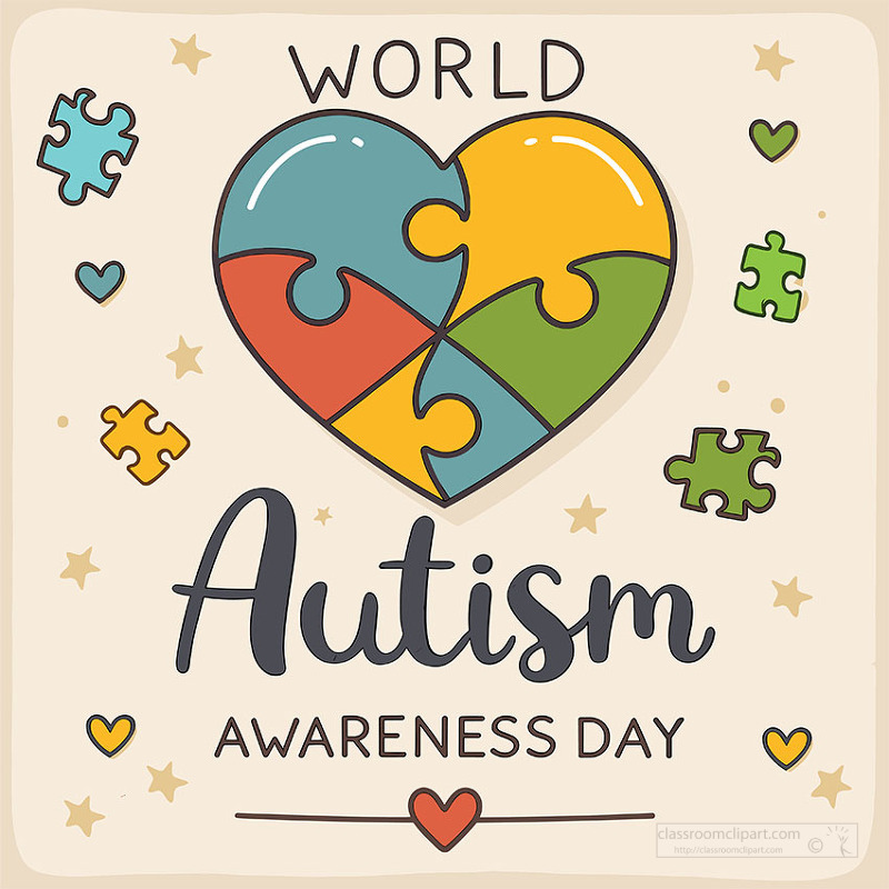 Puzzle heart design representing support acceptance and autism awareness