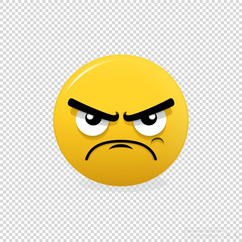 Yellow Emoticon With a Frown and Angry Expression