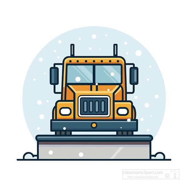flat style vector of a yellow snowplow truck working in snowy weather great for winter or transportation design projects