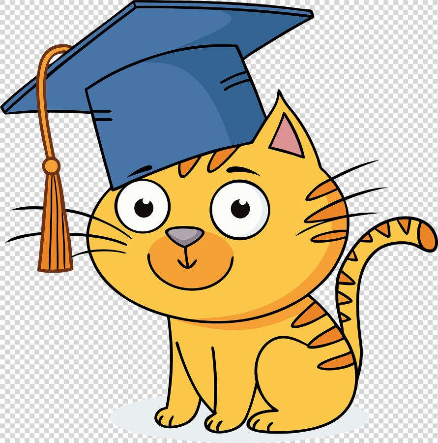 cheerful tiger character wearing a graduation cap in cartoon style