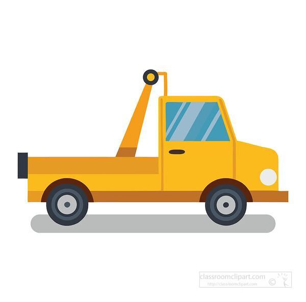 simple illustration of a yellow tow truck used for towing cars and roadside assistance