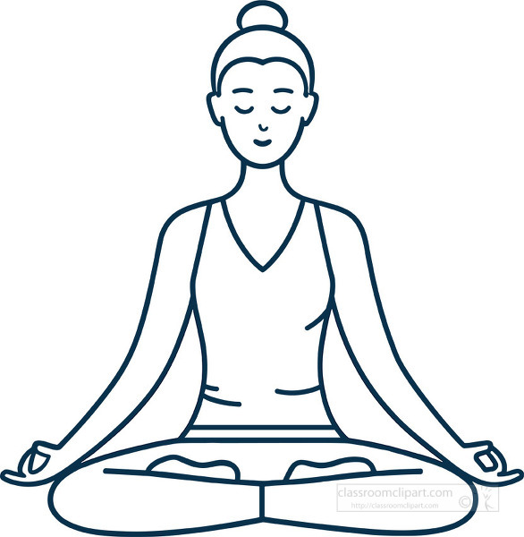 simple outline drawing of a woman sitting cross legged in a meditation yoga pose