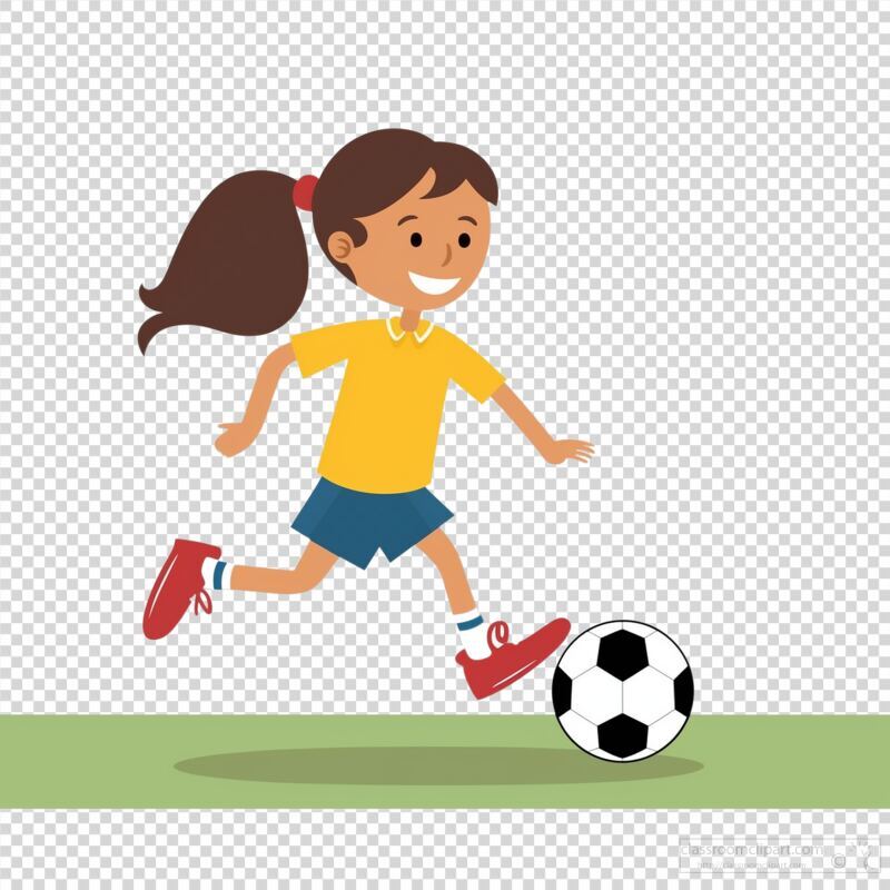 Young Girl Joyfully Playing Soccer in a Sunny Park