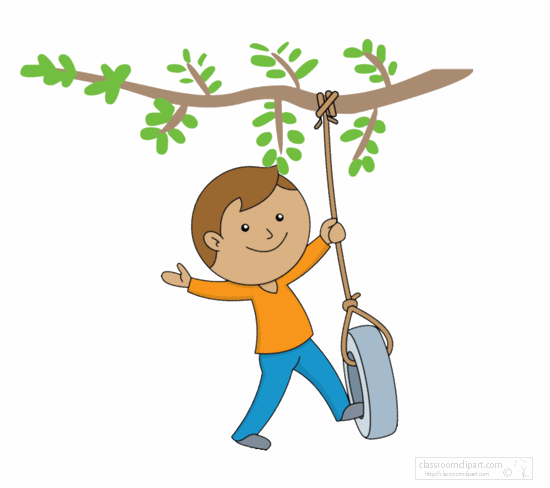 Children Clipart - swinging-on-tire-tree-animation - Classroom Clipart
