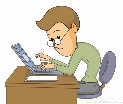 Computers Animated Clipart: man-using-computer-keyboard-2-animated