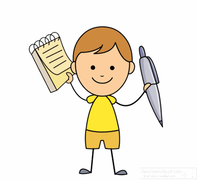 Education School Animated Clipart: boy-with-pen-notebook-animation