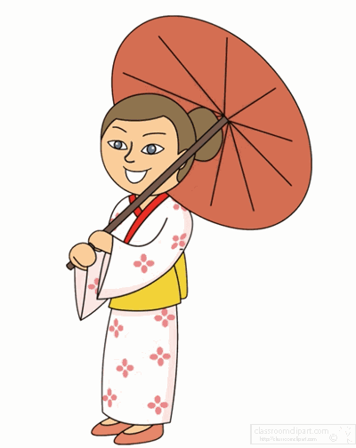 People Clipart - japanese-lady-with-umbrella-animated - Classroom Clipart