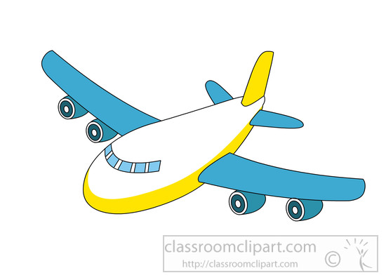 Aircraft Clipart - blue-yellow-white-airplane-cartoon-clipart-410 -  Classroom Clipart