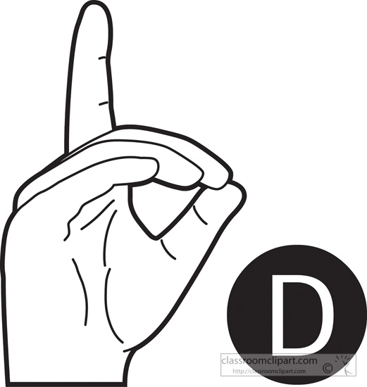 American Sign Language Clipart Sign Language Letter D Outline