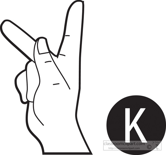 American Sign Language Clipart - sign-language-letter-k-outline - Classroom Clipart
