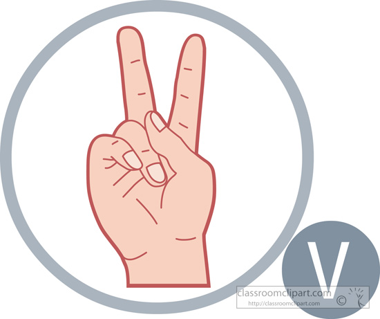 American Sign Language Clipart - sign-language-letter-v - Classroom Clipart