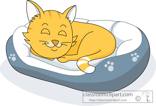 Cat Clipart Clipart - sleeping_in_cat_bed - Classroom Clipart