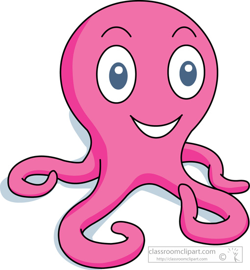 Marine Life Clipart Clipart - octopus_cartoon_pink - Classroom Clipart