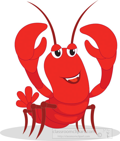 Marine Life Clipart Clipart - smiling-cartoon-red-obster-marine-animal-clipart  - Classroom Clipart