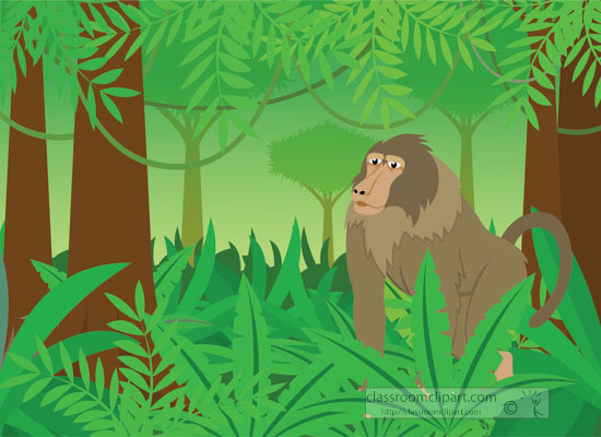 baboon-in-rainforest-surrounded by plants clipart.jpg