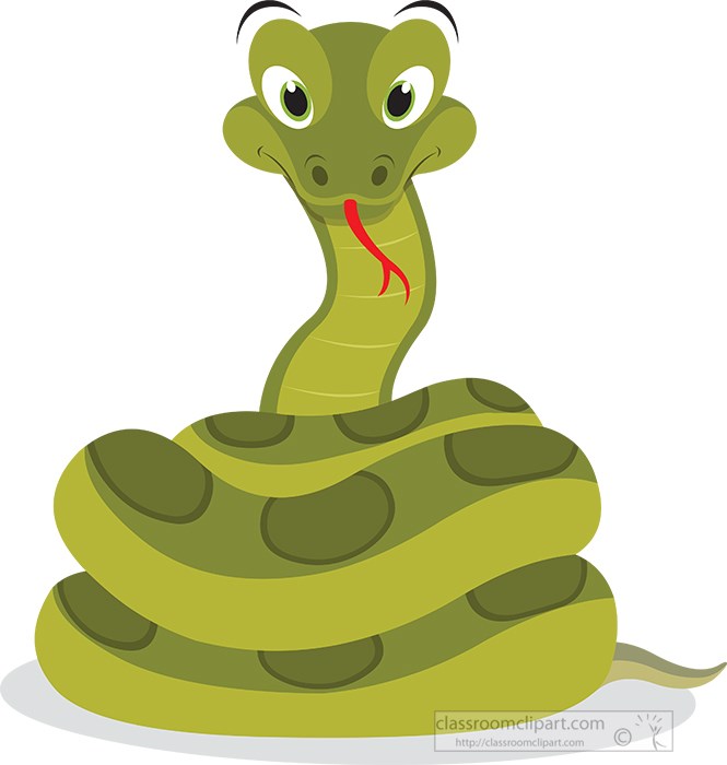 Snake Clipart Clipart - coiled-cartoon-style-anaconda-snake-reptile-clipart  - Classroom Clipart