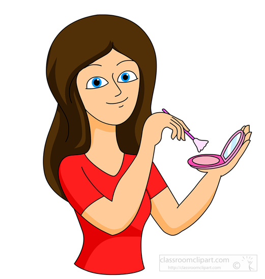 woman putting on makeup clip art