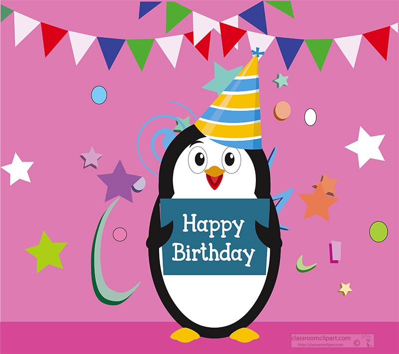 penguin-wearing-birthday-hat-holding-birthday-card-pink-background-clipart.jpg