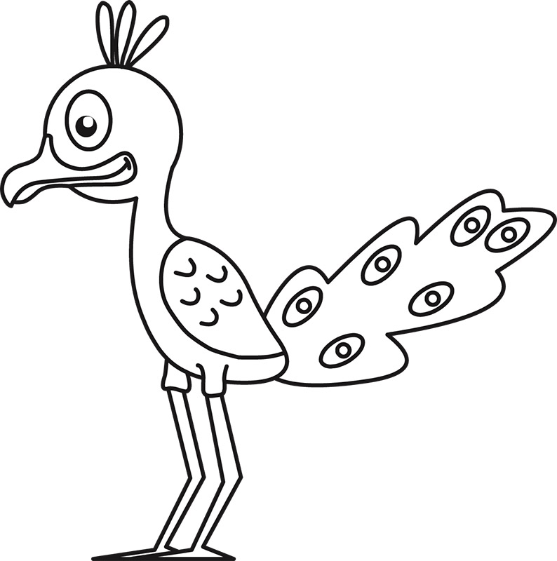 Animals Black and White Outline Clipart - cute-cartoon-bird-outline-21 -  Classroom Clipart