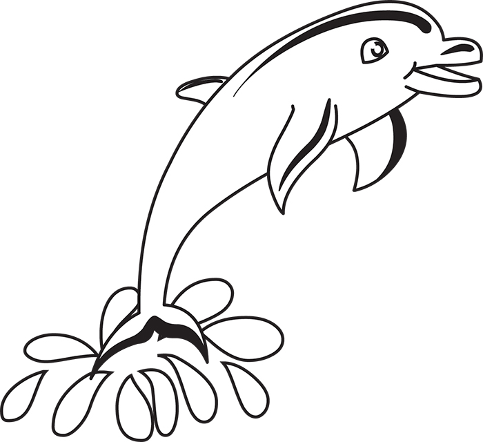 Animals Black and White Outline Clipart - dolphin-ocean-animal-outline-cliprt  - Classroom Clipart