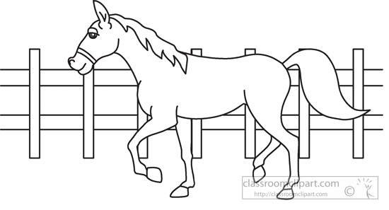 Animals Black and White Outline Clipart - farm-animal-horse-black-white -outline-clipart-964 - Classroom Clipart