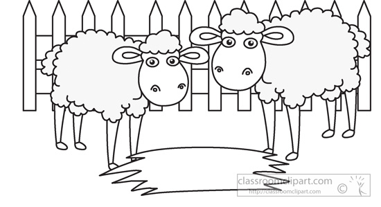 Animals Black and White Outline Clipart - farm-animal-sheep-black-white- outline-clipart-968 - Classroom Clipart