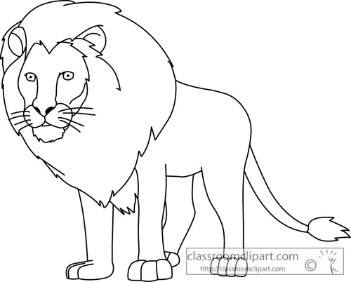 Animals Black and White Outline Clipart - lion_animal_outline_clipart_713 -  Classroom Clipart