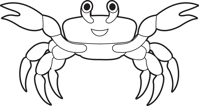 Animals Black and White Outline Clipart - red-cartoon-crab-sea-animal-black-outlineclipart  - Classroom Clipart