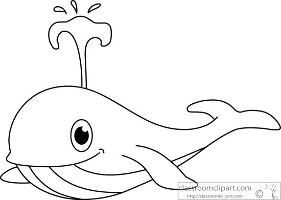 Animals Black and White Outline Clipart - whale-with-water -spout-black-white-outline-clipart-914 - Classroom Clipart