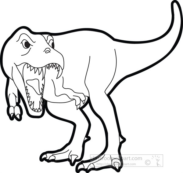 Dinosaurs Black and White Outline Clipart - tyrannosaurus-black-outline