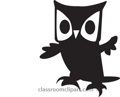 black and white school owl clipart