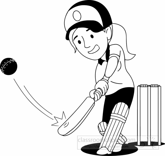Sports Black and White Outline Clipart - black-white-girl-playing